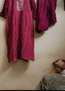 Beautiful Pink Kurta with Silver Stripes