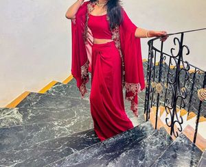 Red Ethnic 3 piece set with Embellished C