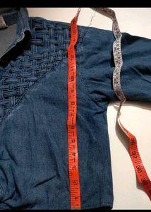 Chic Denim Tie-Front Crop Shirt