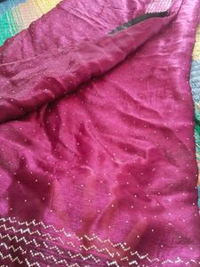 Elegant Silk Saree with Pearl Embellishments