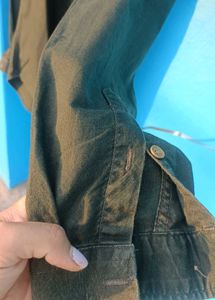 Men's Dark Green Mandarin Collar Shirt