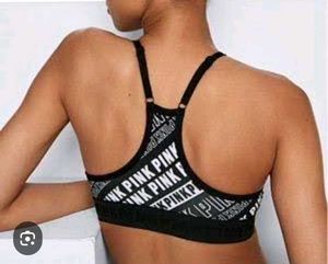 Neon Sports Bra with Pink Logo