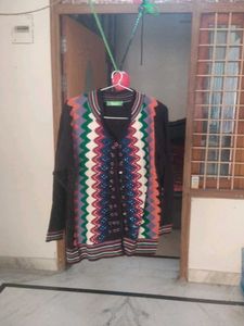 Colorful Zigzag Patterned Cardigan