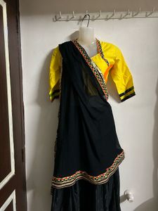 Vibrant Yellow &amp; Black Lehenga Choli Set