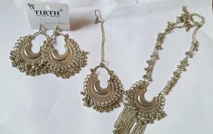 Boho Silver Oxidized Necklace &amp; Earring Set