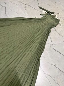 Pleated Olive Green Maxi Dress
