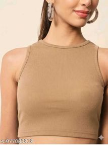 Tan Ribbed Tank Top