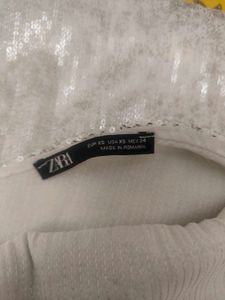 Zara White sequin Midi Slip Dress