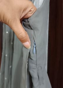 Elegant Grey draped gown with Embellishments