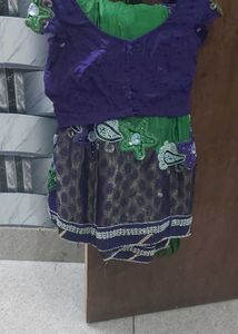 Purple and green ready to wear saree