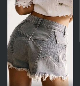 Studded Grey Denim Shorts