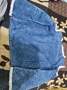 Blue Denim Wash Cold Shoulder Top