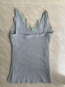 Ribbed Lace Trim Cami Top
