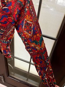 Boho Print Tie-Front Crop Top