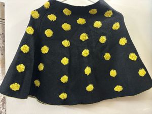 Black Knit Skirt with Yellow Dots