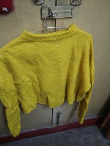 Yellow Knitted Pullover Sweater