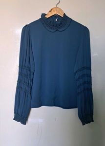 Chic Puff Sleeve Mock Neck Top