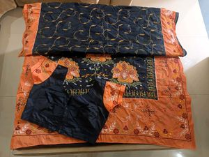 Beautiful Silk Saree With Matching Blouse