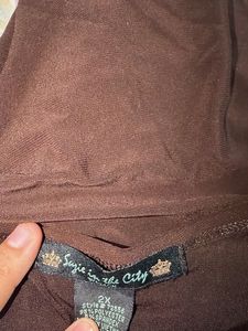 Chic Brown Drape Neck Top