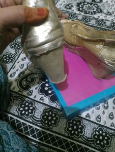 Gold Peep-Toe Heels