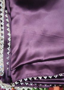 Elegant Plum Saree with Pearl Detailing