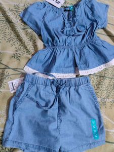 Kids Denim Top & Shorts Set