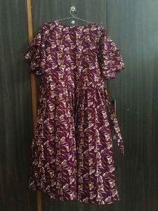 Maroon Floral Print Dress