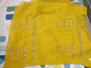 Brand New mirror work saree with unstitched blouse