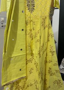 Vibrant Yellow Kurta Set with Mirror Work