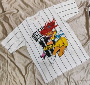 Anime Graphic Pinstripe T-Shirt