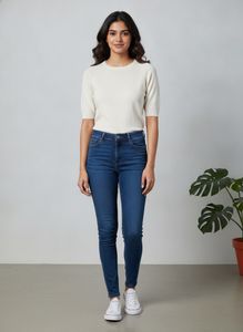 Cream Short Sleeve Knit Top