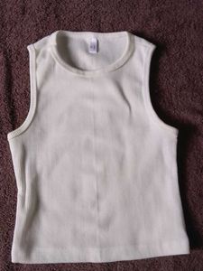 Cream Ribbed Sleeveless Top