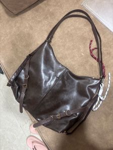 Stylish Brown Faux Leather Hobo Bag