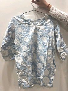 Blue Floral Kurti Top – Soft Girl Cute