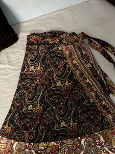 Bohemian Paisley Print Wrap reversible Skirt,  fre