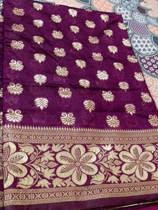 Deep Purple Saree with Gold Motifs
