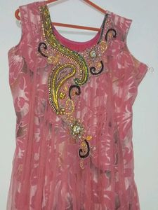 Sleeveless Net Anarkali Suit Set