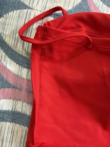 Red Corset Bustier Zipper Top