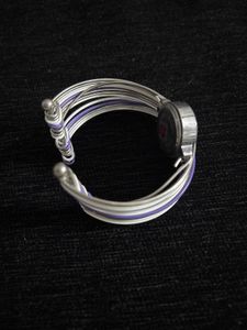 Unique Purple &amp; White Wire Cuff Vintage Watch
