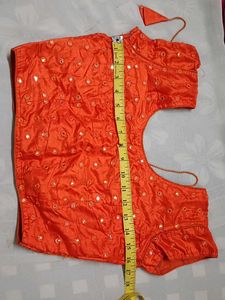 Orange Mirror Work Blouse