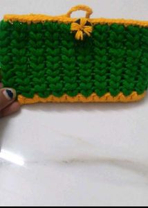 Handmade Crochet Clutch - Green &amp; Yellow