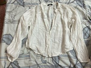 Chic White Embroidered Button-Up Blouse