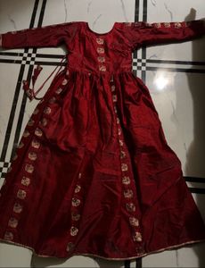 Elegant Red Anarkali with gotta patti Dupatta