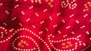 Red Bandhani Handwork Saree with Blouse