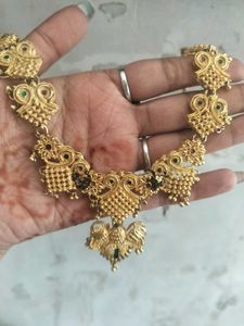 Gold Toned Ethnic Necklace &amp; Earring Set