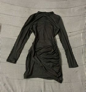 Sleek Black Ruched Mini Dress