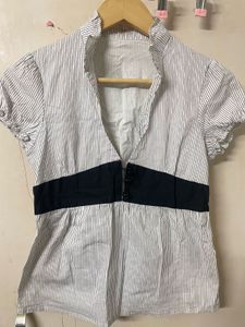 Y2K Striped Button-Up Top