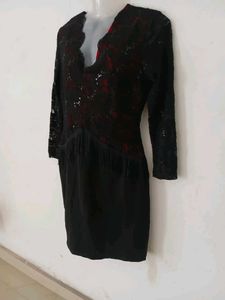 Black Sequin Fringe Dress