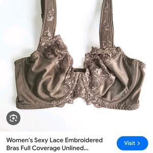 Very Beautiful Satin Embroidery Bra With Brief