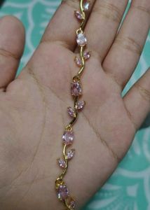 Elegant Rose Gold Bracelet with Pink Stones